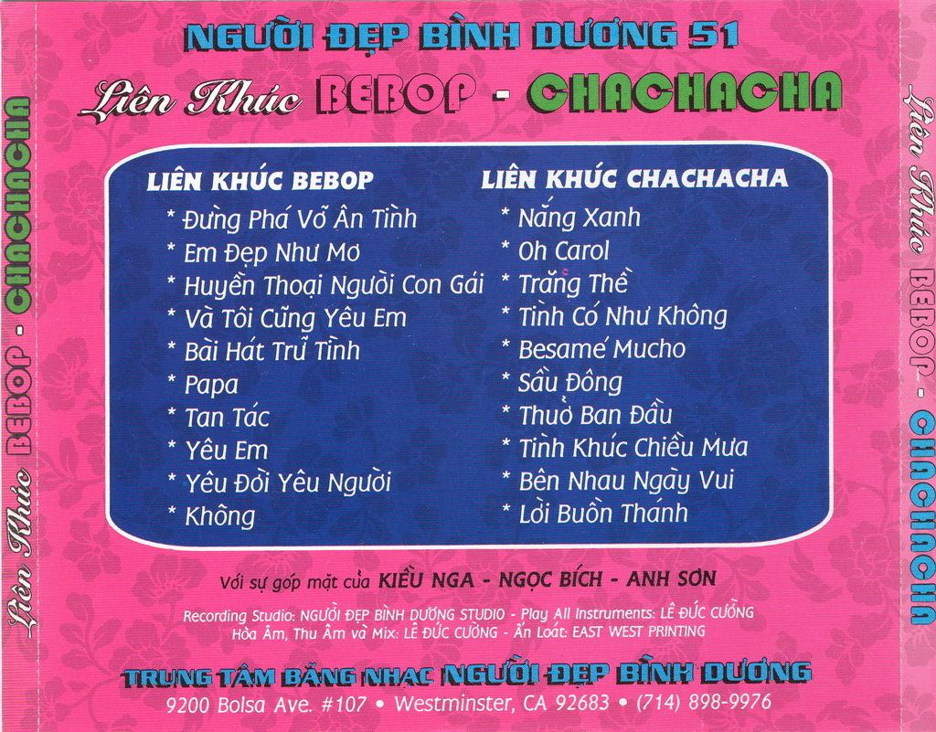 Người Đẹp Bình Dương CD051 - Liên Khúc BeBop, ChaChaCha