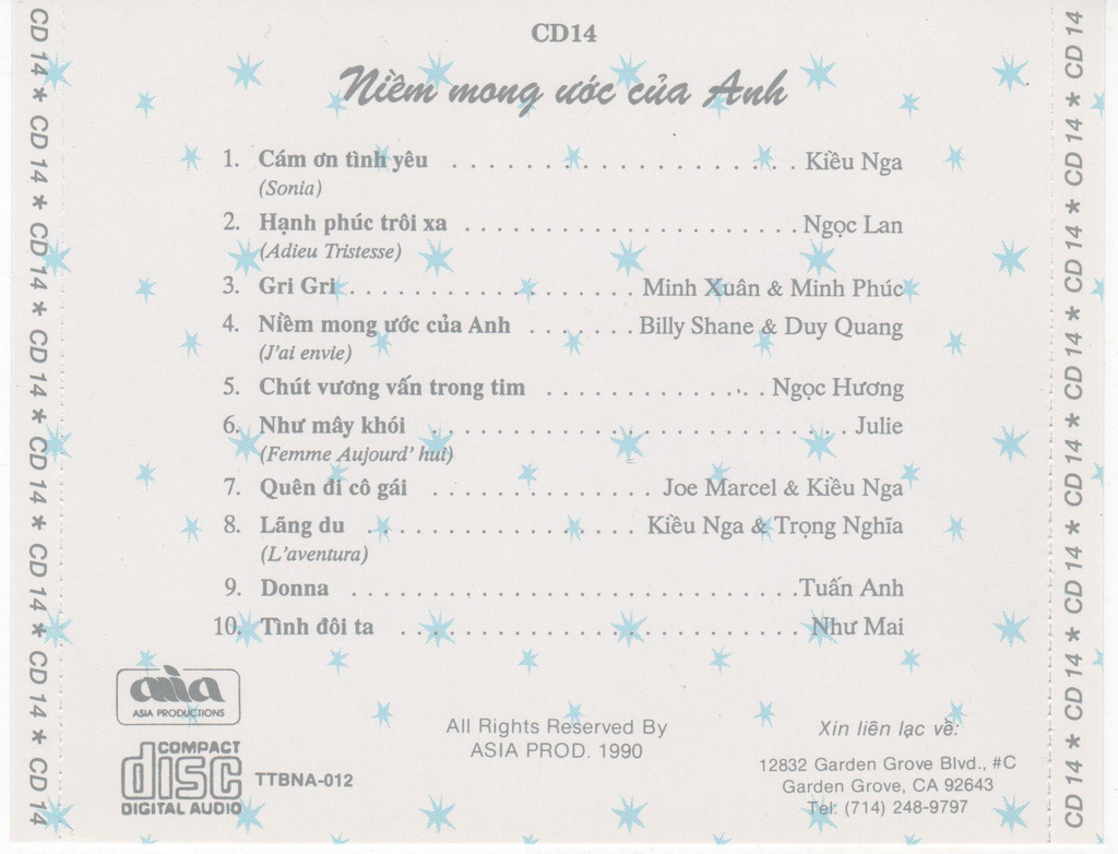 Asia CD014 - Niềm Mong Ước Của anh