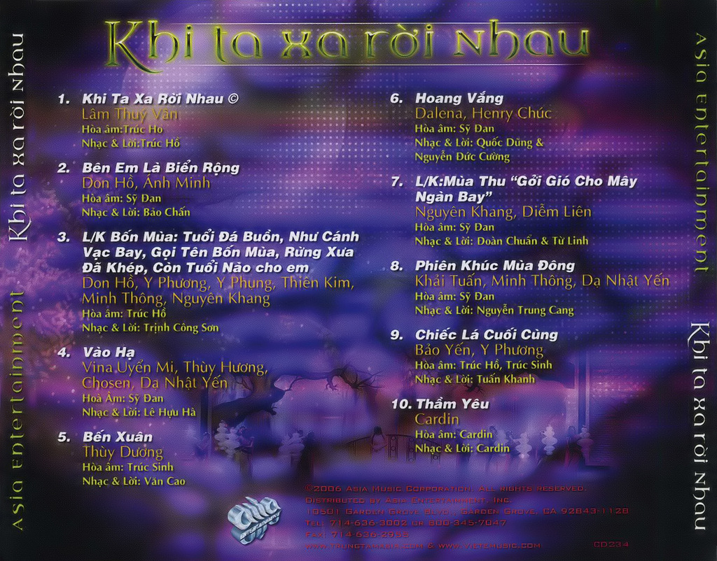 Asia CD234 - Khi Ta Rời Xa Nhau