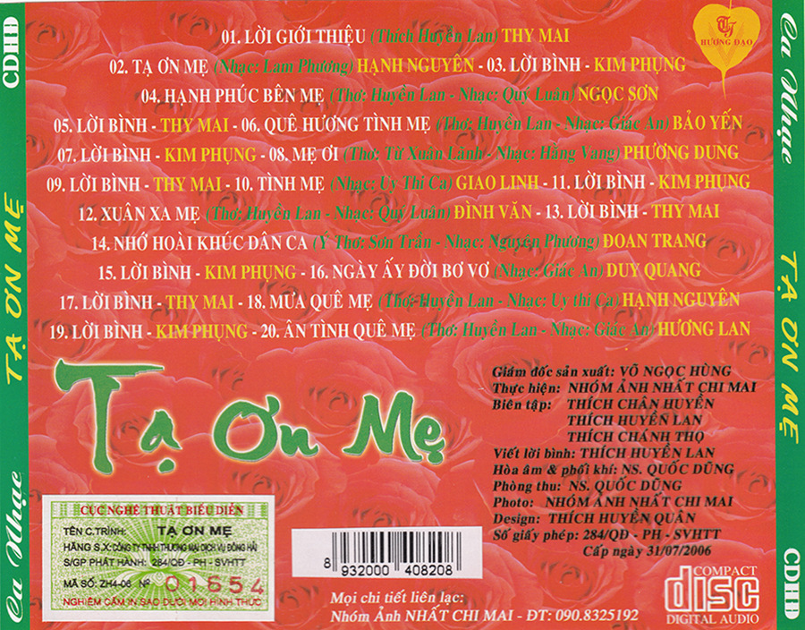 Hương Đạo CD - Tạ Ơn Mẹ