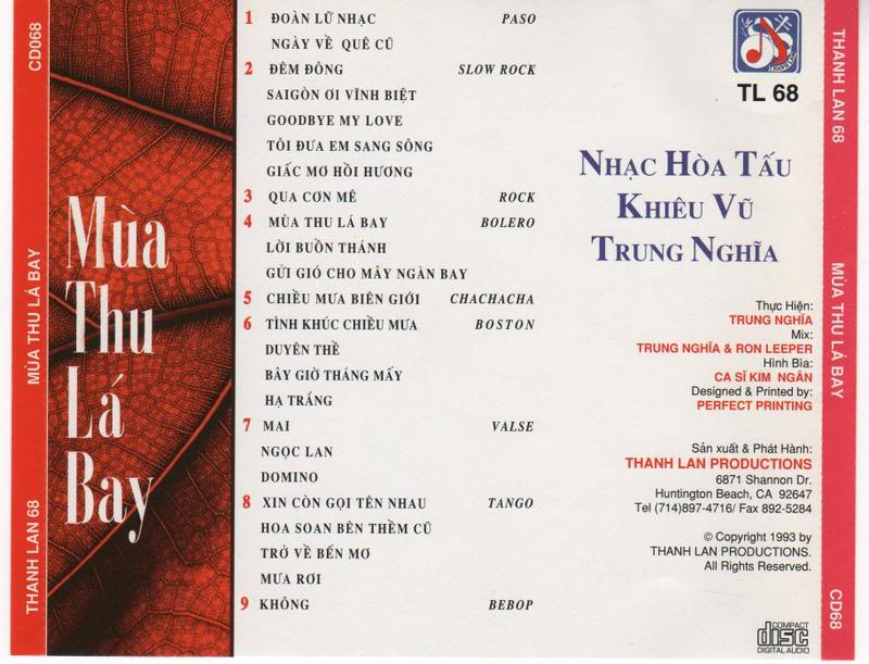 Mùa Thu Lá Bay - Hòa Tấu Trung Nghĩa (Thanh Lan CD068)