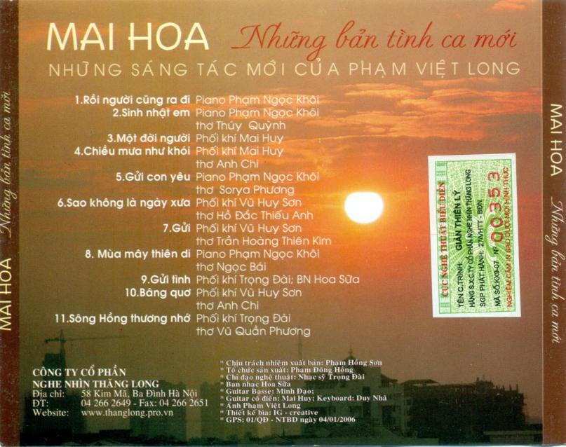 Những Bản Tình Ca Mới - Mai Hoa (Thăng Long CD)