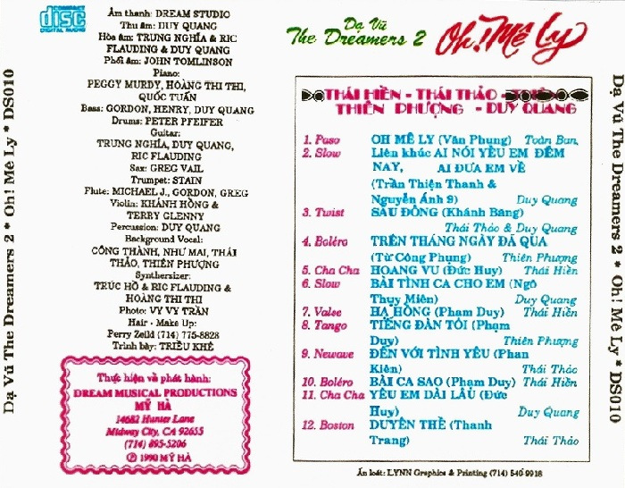 Dream Studio CD10 - Oh! Mê Ly - Dạ Vũ The Dreamers 2