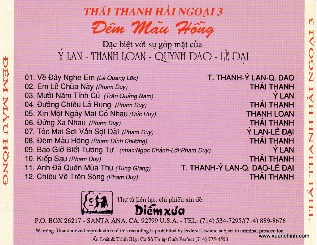 Diễm Xưa CD016 - Đêm Màu Hồng