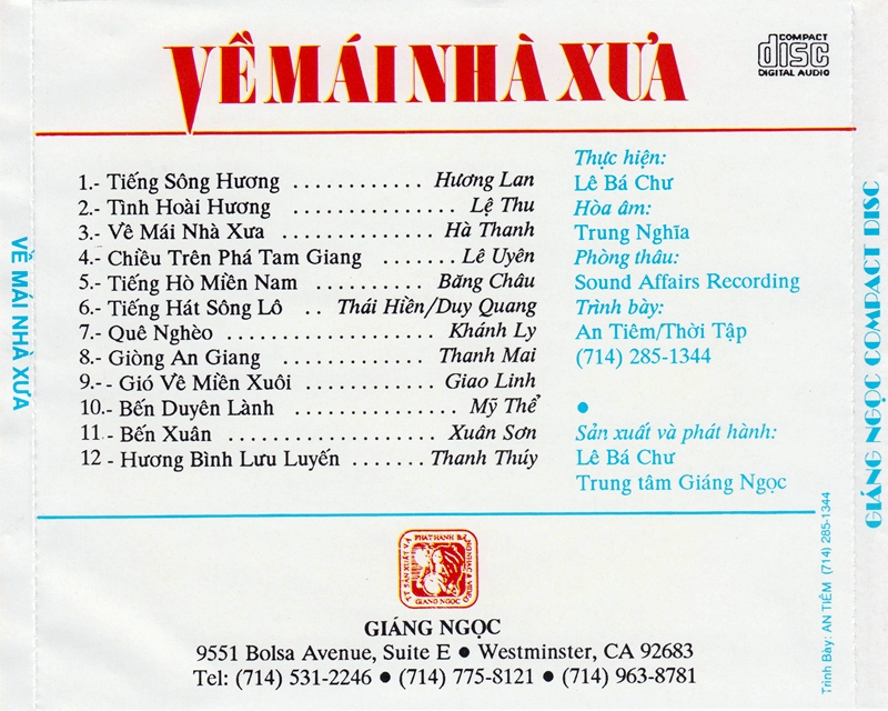 Giáng Ngọc CD - Về Lại Mái Nhà Xưa