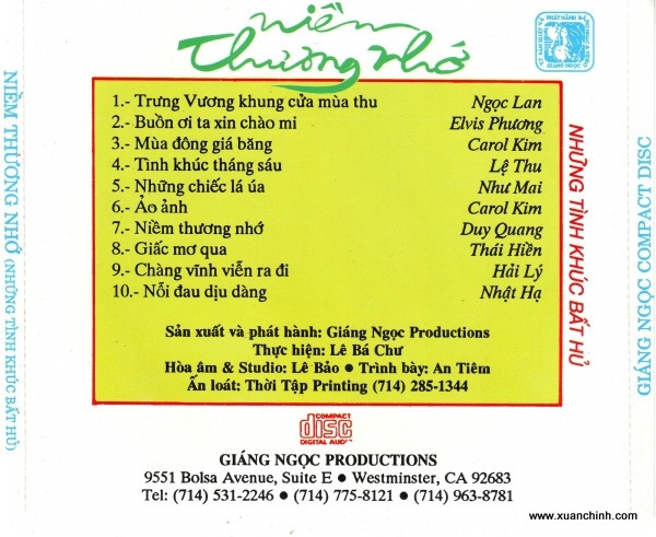 Giáng Ngọc CD038 - Niềm Thương Nhớ