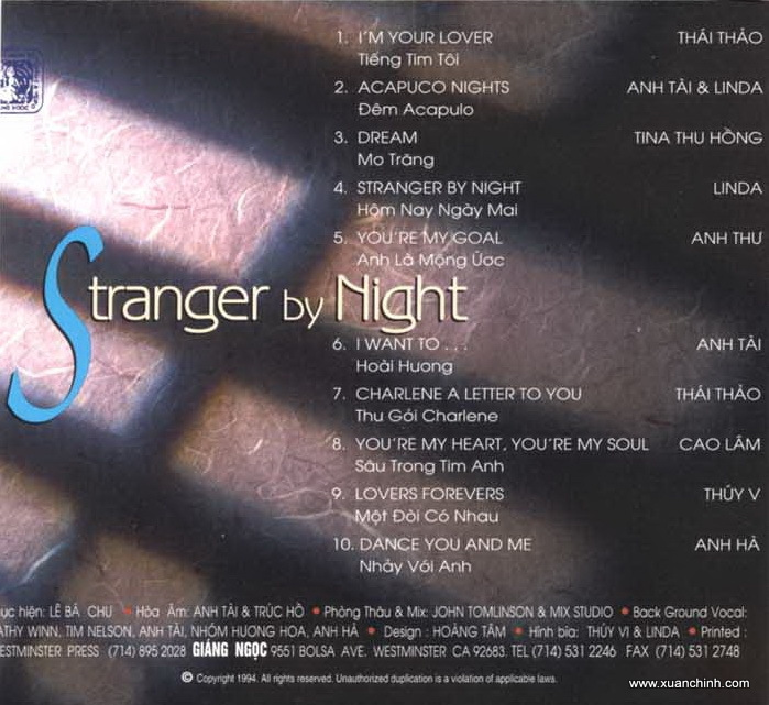 Giáng Ngọc CD011 - Stranger By Night