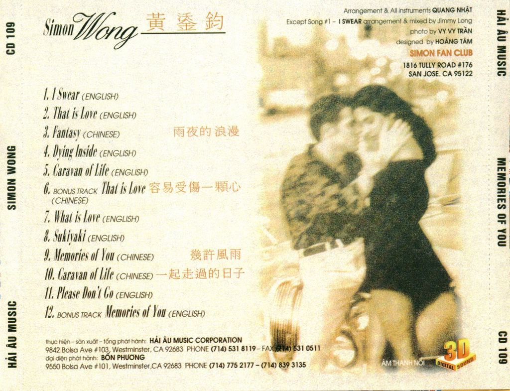 Hải Âu CD109 - Memories Of You