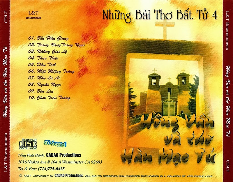 LT Gold CD - Hồng Vân Ngâm Thơ (Thơ Hàn Mặc Tử)