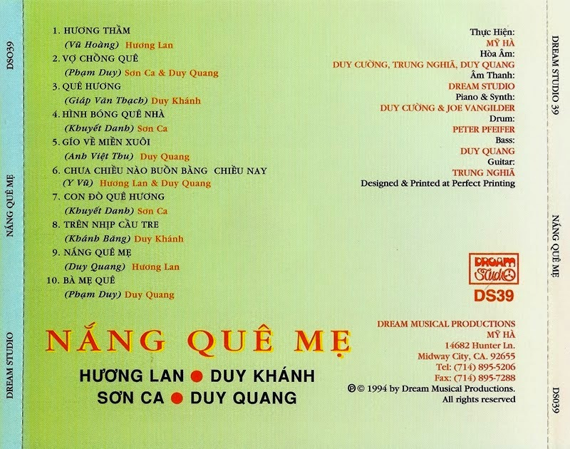 Dream Studio CD039 - Nắng Quê Mẹ - Hương Lan