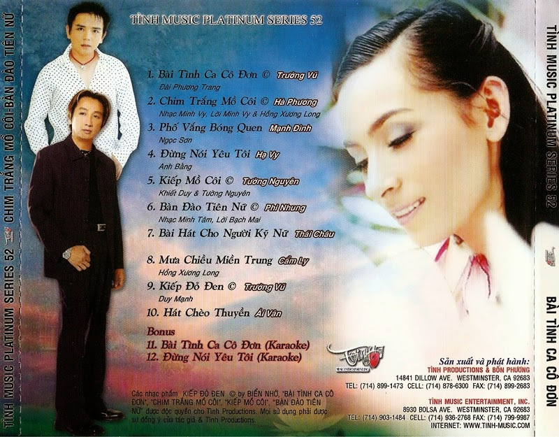 Tình Platinum CD 052 - Chim Trắng Mồ Côi, Bài Tình Ca Cô Đơn