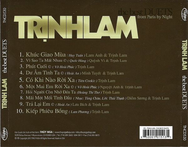 Thúy Nga CD 530 - The Best Of Trịnh Lam