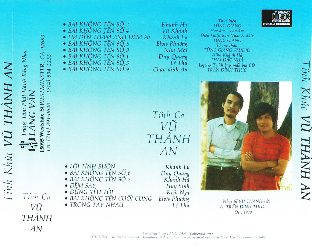 Làng Văn CD002 - Tình Khúc Vũ Thành An