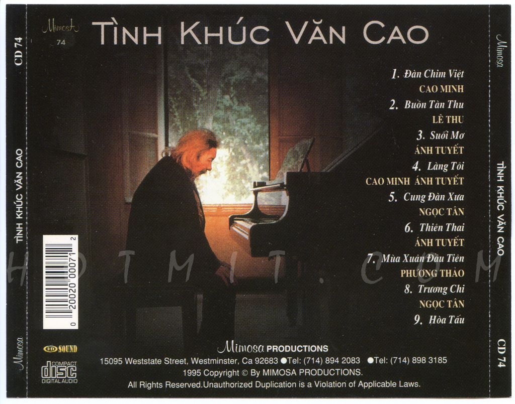 Mimosa CD074 - Tình Khúc Văn Cao