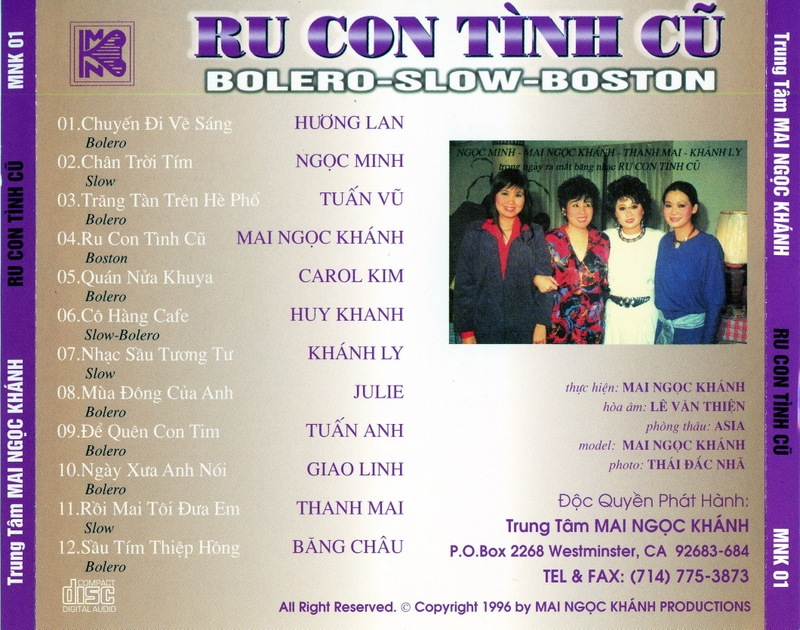 Mai Ngọc Khánh CD001 - Ru Con Tình Cũ
