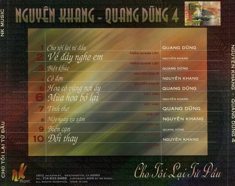 Nguyên Khang CD - Cho Tôi Lại Từ Đầu - Nguyên Khang, Quang Dũng 4