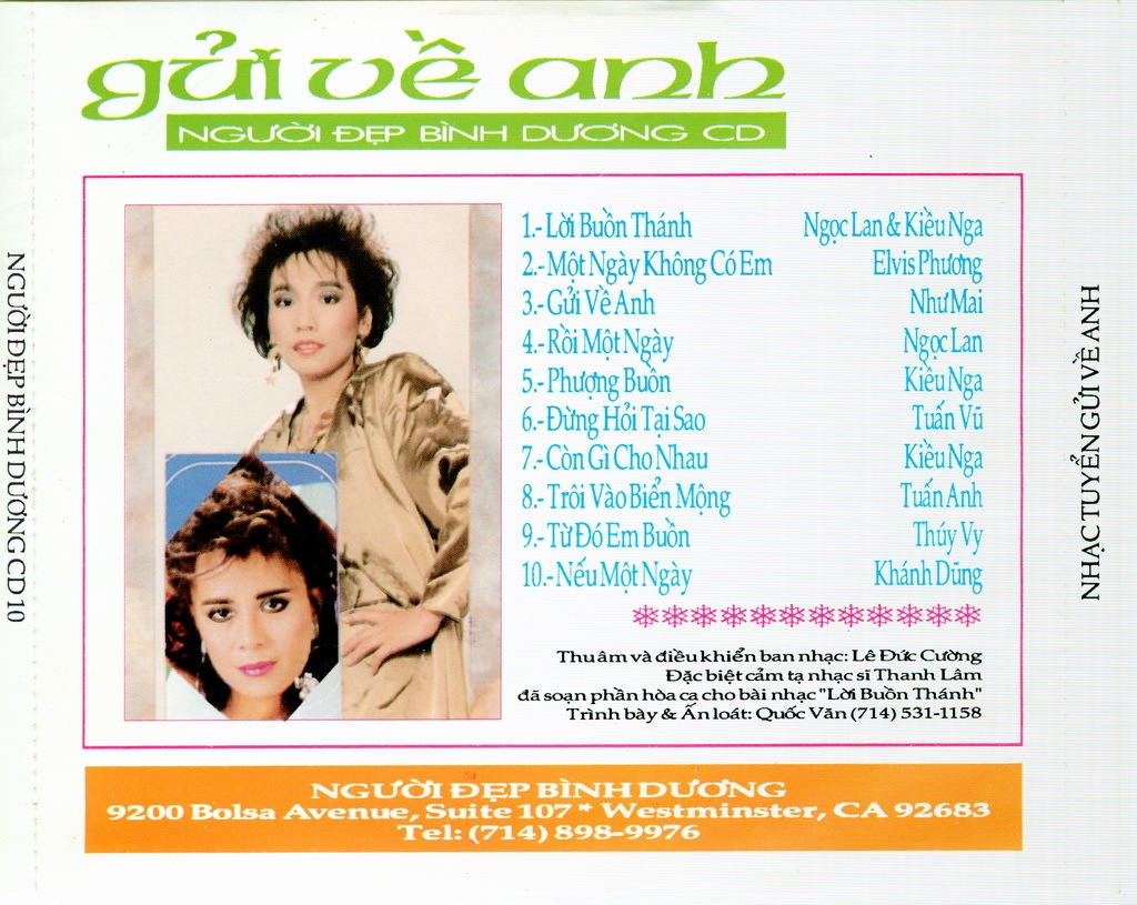 Người Đẹp Bình Dương CD010 - Gửi Về Anh