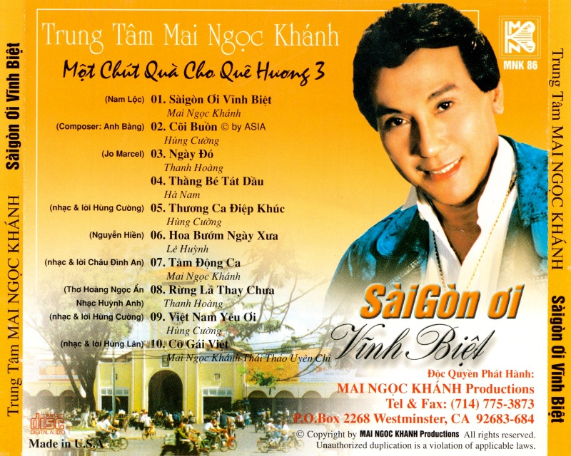 Mai Ngọc Khánh CD 086 - Sài Gòn Ơi Vĩnh Biệt