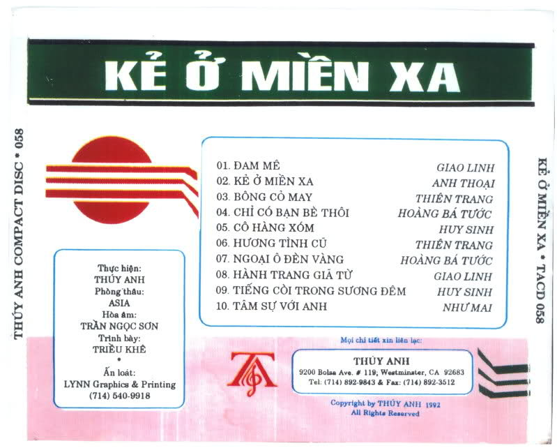 Thuý Anh CD 058 - Kẻ Ở Miền Xa