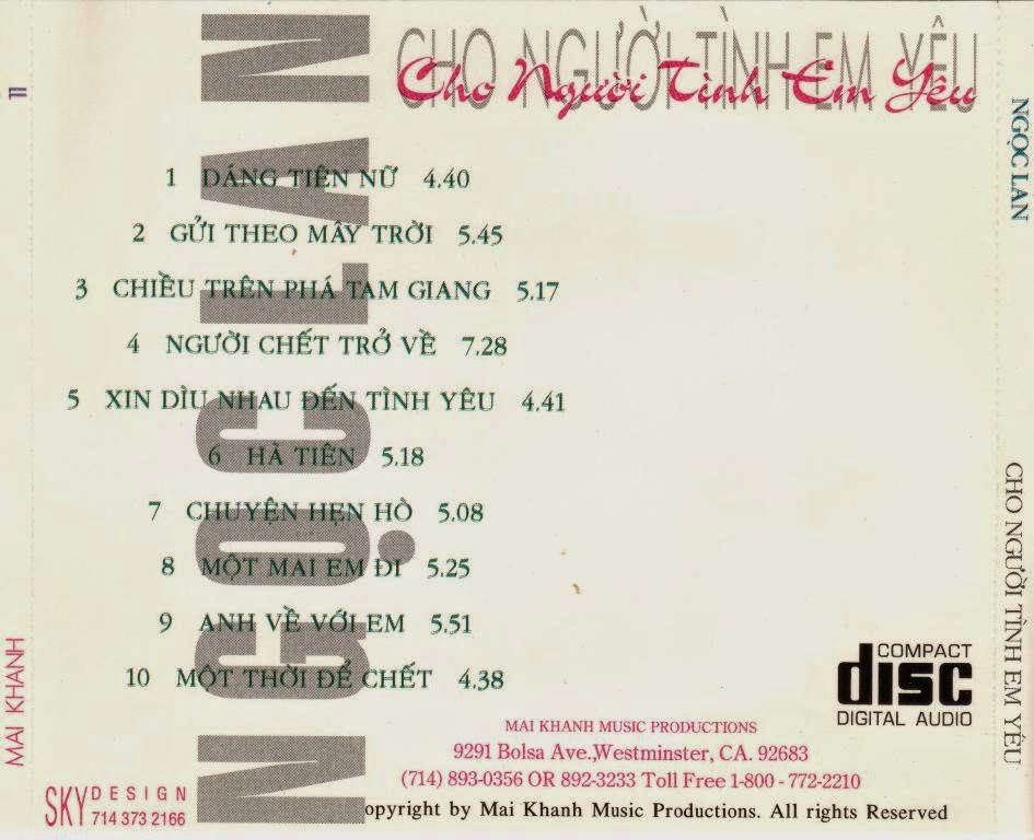 Mai Khanh CD011 - Cho Người Tình Em Yêu
