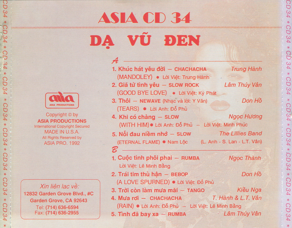 Asia CD34 - Dạ Vũ Đen