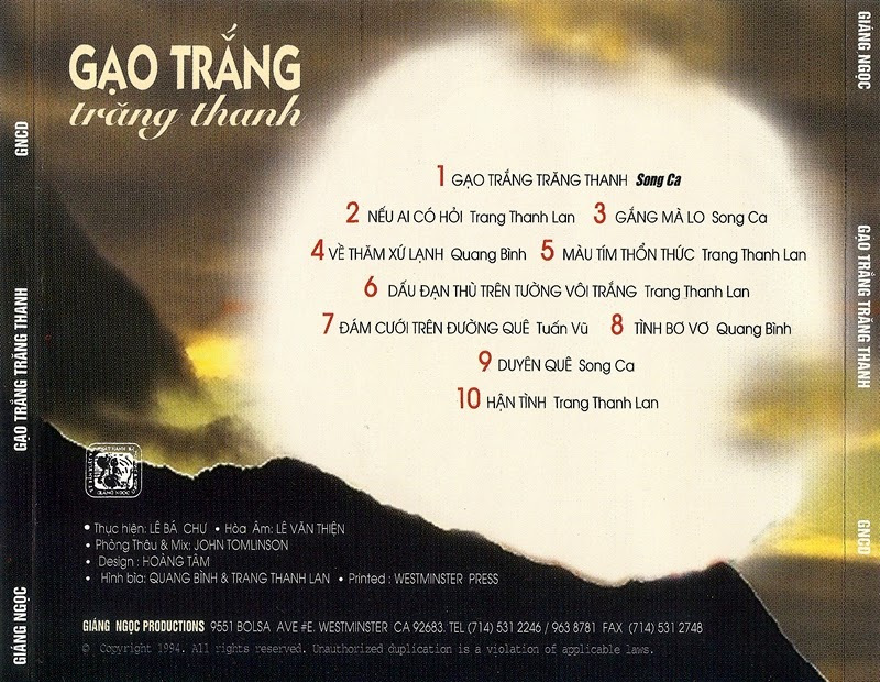Giáng Ngọc CD194 - Quang Bình, Trang Thanh Lan - Gạo Trắng Trăng Thanh