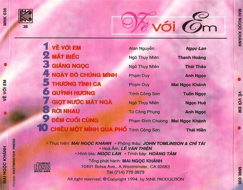 Mai Ngọc Khánh CD036 - Về Với Em