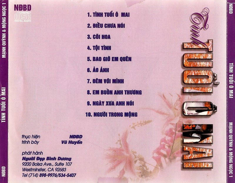 Người Đẹp Bình Dương CD - Mạnh Quỳnh, Mộng Ngọc - Tình Tuổi Ô Mai