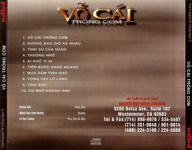 Người Đẹp Bình Dương CD - Mạnh Quỳnh, Mộng Ngọc - Vỗ Cái Trống Cơm