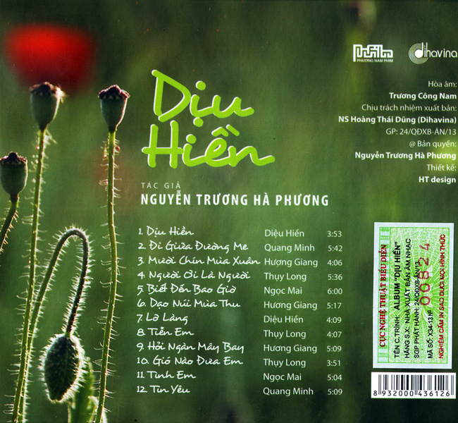 Dihavina CD - Nhạc Sĩ Nguyễn Trương Hà Phương - Dịu Hiền