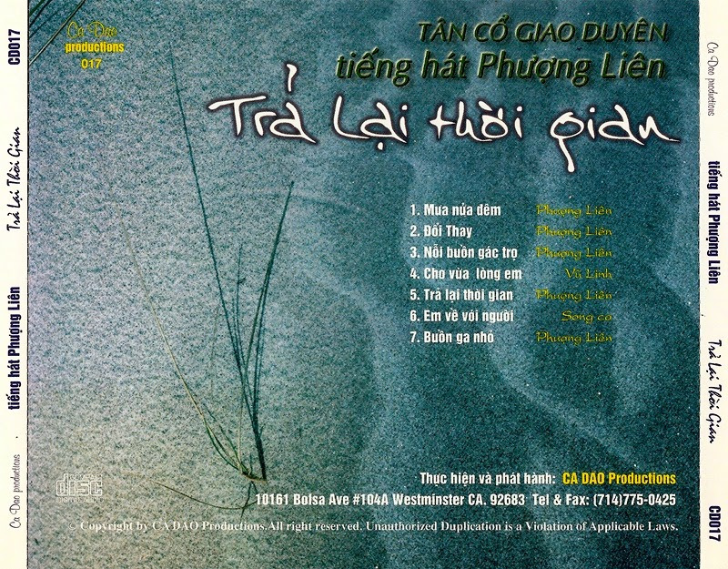 Ca Dao CD017 - Phượng Liên - Trả Lại Thời Gian - Tân Cổ Giao Duyên