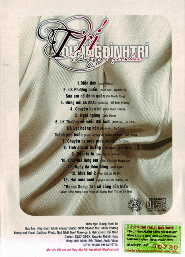 Khoa & Cường Vina CD - Dương Đình Trí - Đừng Nói Xa Nhau