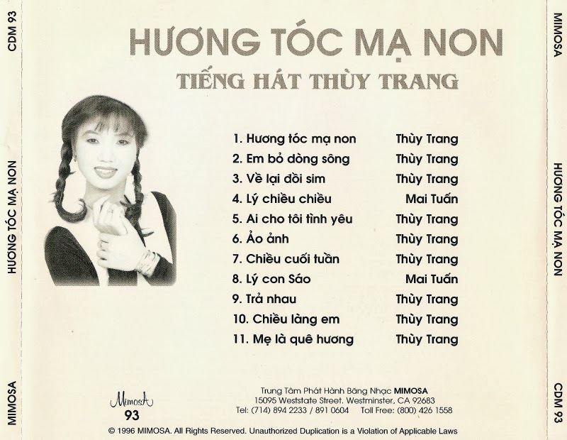 Mimosa CD093 - Thùy Trang - Hương Tóc Mạ Non