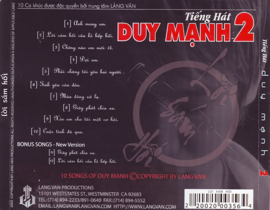 Làng Văn CD - Duy Mạnh Vol.2 - Lời Sám Hối