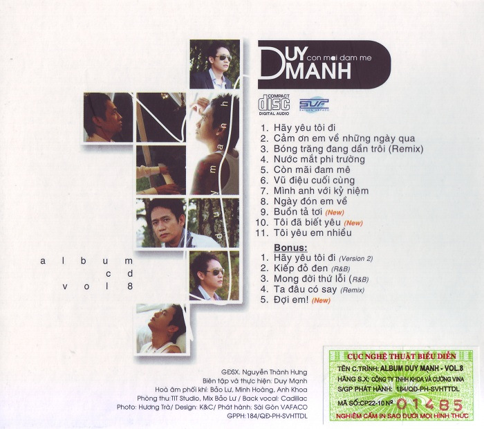 Khoa & Cường Vina CD - Duy Mạnh Vol.8 - Còn Mãi Đam Mê
