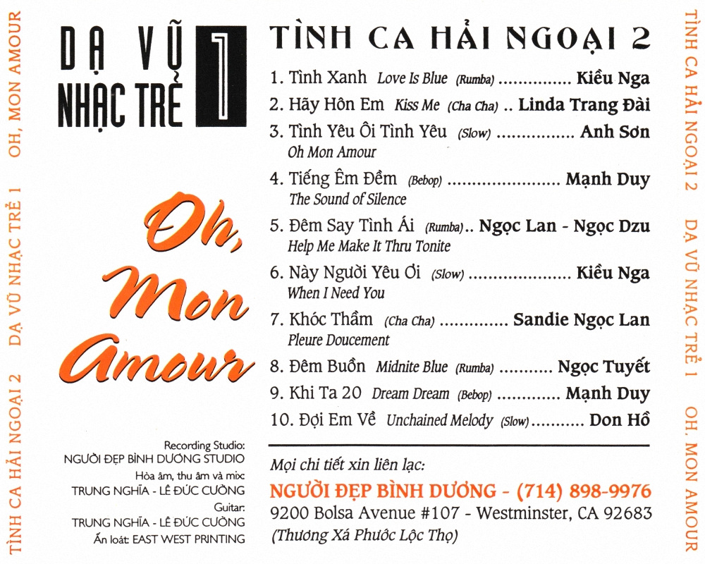Tình Ca Hải Ngoại CD2 - Oh, Mon Amour - Dạ Vũ Nhạc Trẻ 1
