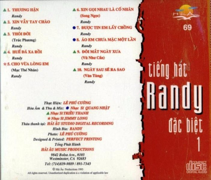Thương Hận - Randy 1 (Hải Âu CD069)