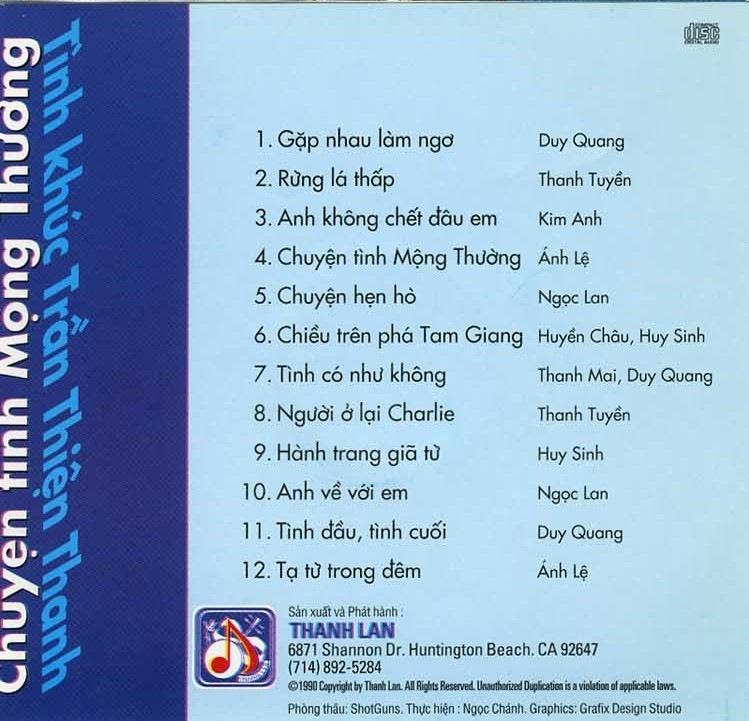 Thanh Lan CD019 - Chuyện Tình Mộng Thường