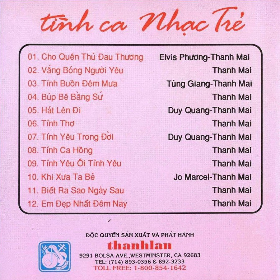 Thanh Lan CD020 - Tình Ca Nhạc Trẻ