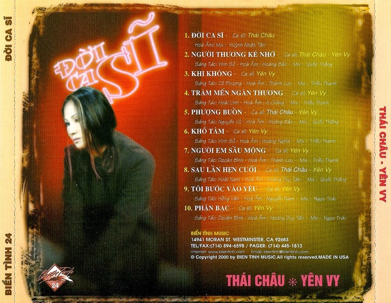 Biển Tình CD024 - Thái Châu, Yên Vy - Đời Ca Sĩ