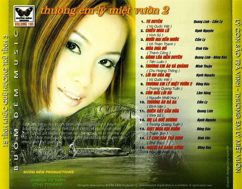 Bướm Đêm CD183 - Lý Con Sáo Trà Vinh