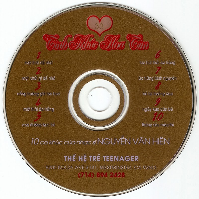Thế Hệ Trẻ CD033 - 10 Ca Khúc Nguyễn Văn Hiên