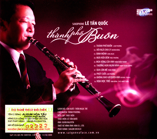Vafaco CD - Saxophone Lê Tấn Quốc - Thành Phố Buồn