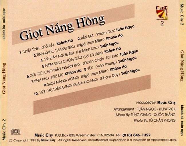 Giọt Nắng Hồng - Khánh Hà, Tuấn Ngọc (Music City CD002)