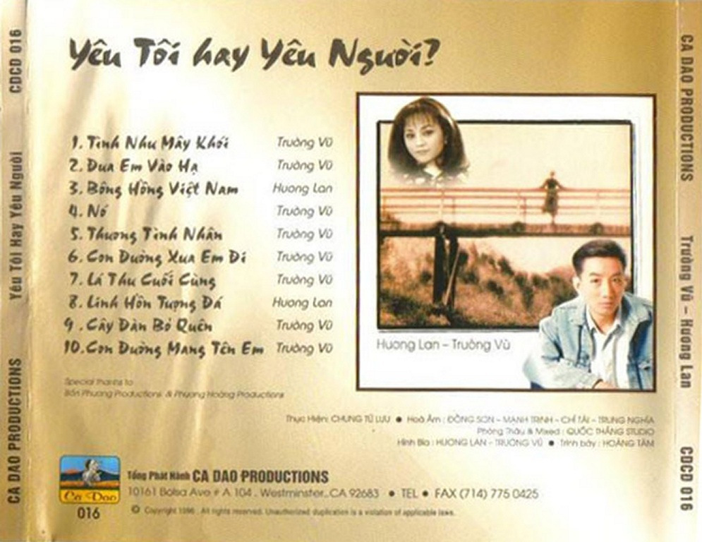 Yêu Tôi Hay Yêu Người - Hương Lan - Trường Vũ (Ca Dao CD16).