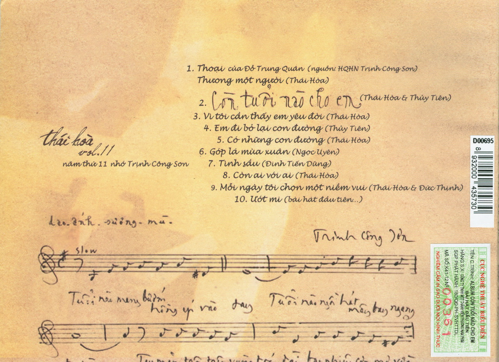 Phương Nam CD - Thái Hòa Vol . 11 - Tình Khúc Trịnh Công Sơn - Còn Tuổi Nào Cho Em