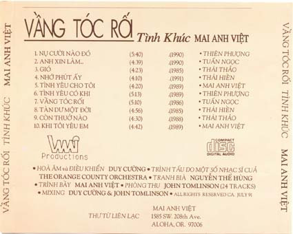 Mai Anh Việt CD - Tình Khúc Mai Anh Việt - Vầng Tóc Rối