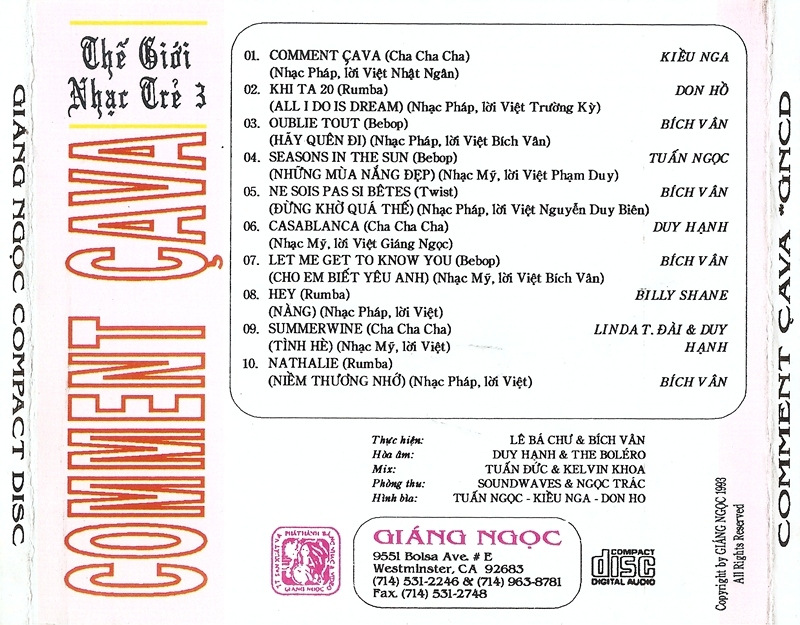 Giáng Ngọc CD - Comment Cava
