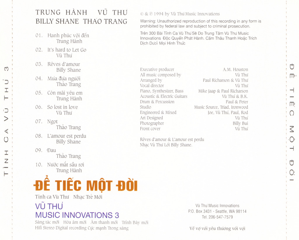 Vũ Thu CD 03 - Để Tiếc Một Đời