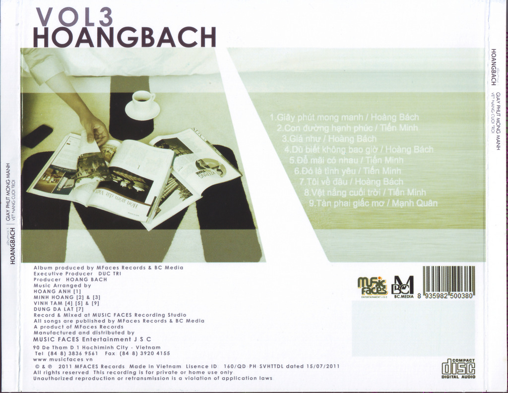 Music Faces CD - Hoàng Bách Vol.3 - Giây Phút Mong Manh, Vệt Nắng Cuối Trời